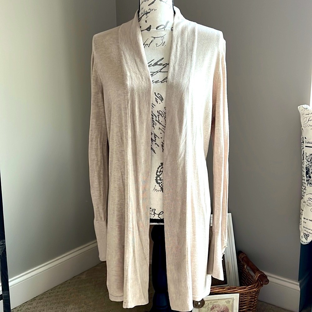 Light Beige Open-Front Women's Cardigan Sweater